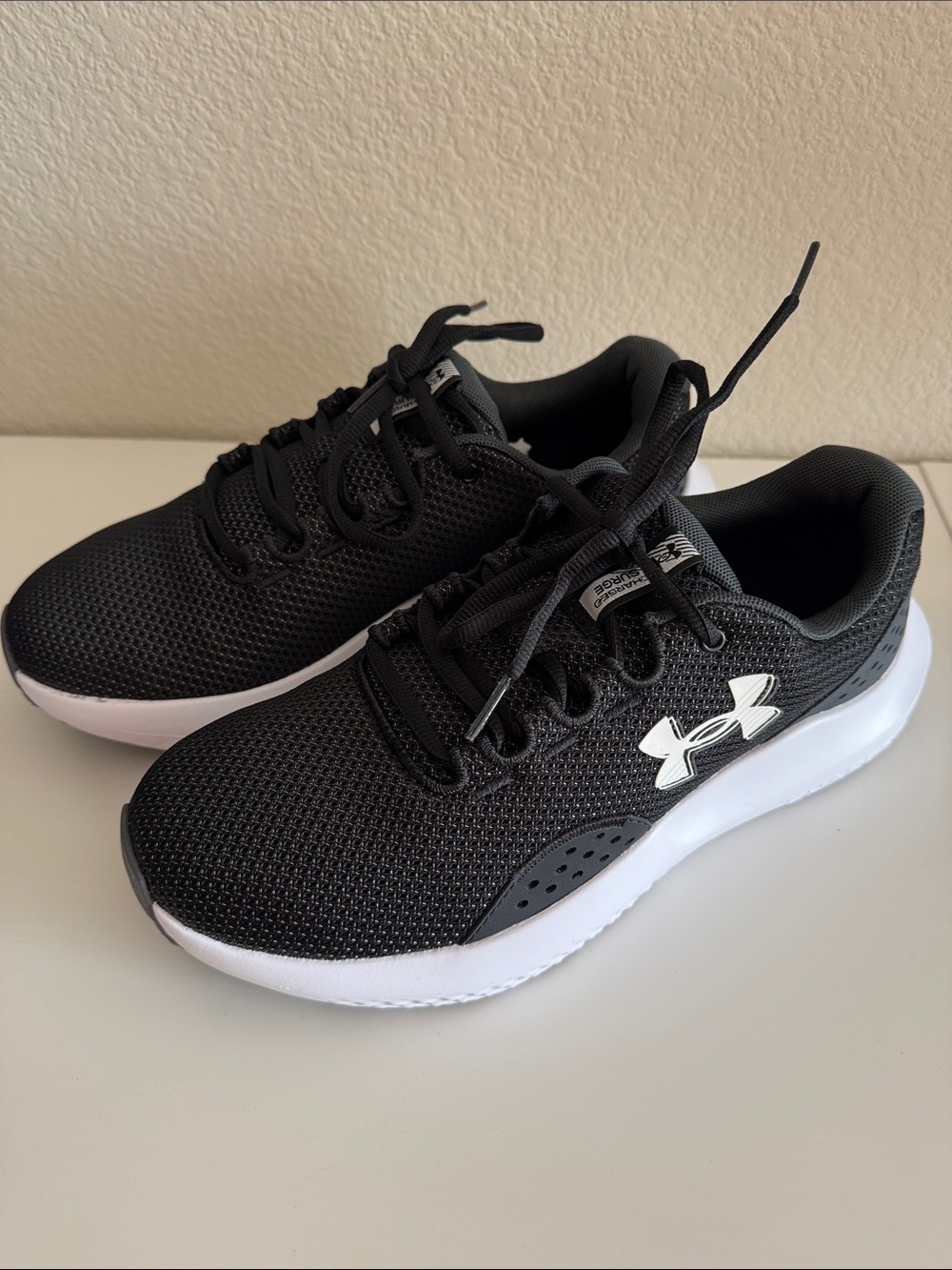 Under Armour Men’s Black and White Mesh Athletic Sneakers